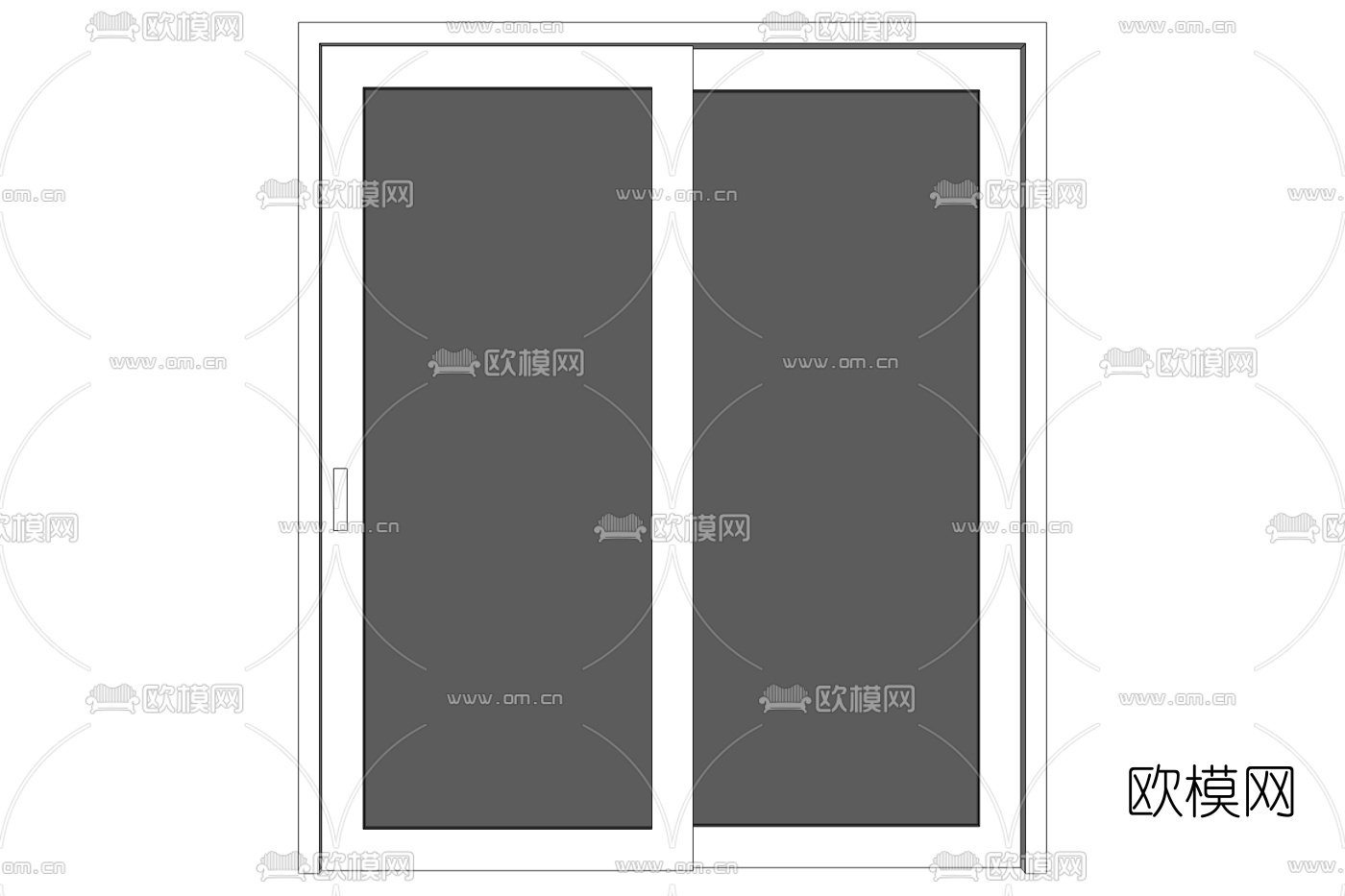 现代玻璃推拉门免费su模型下载