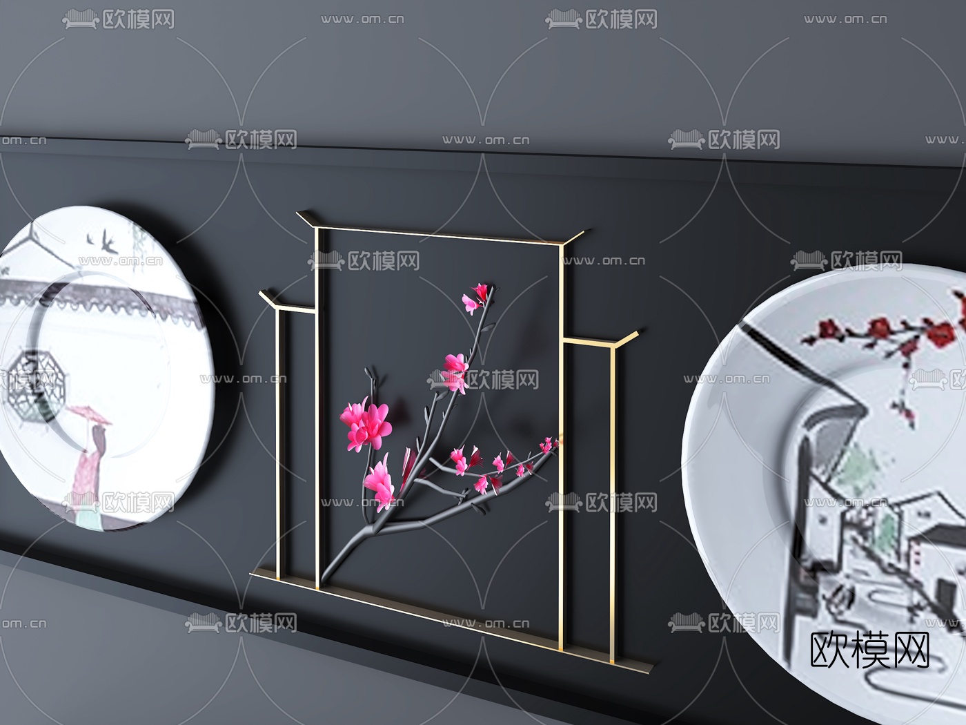 新中式禅意挂件3d模型