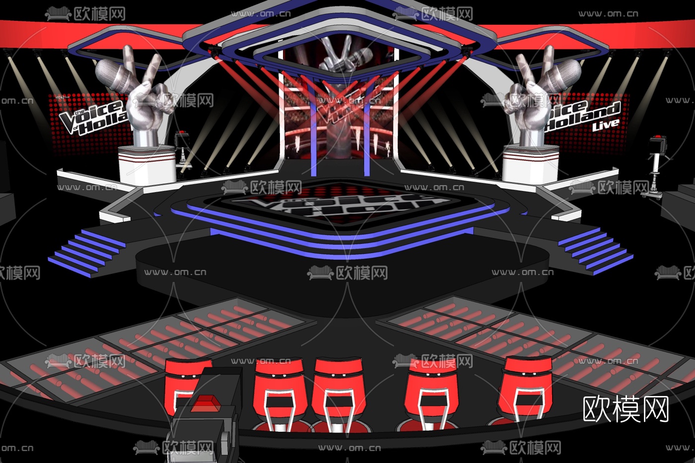 现代好声音舞台免费su模型下载
