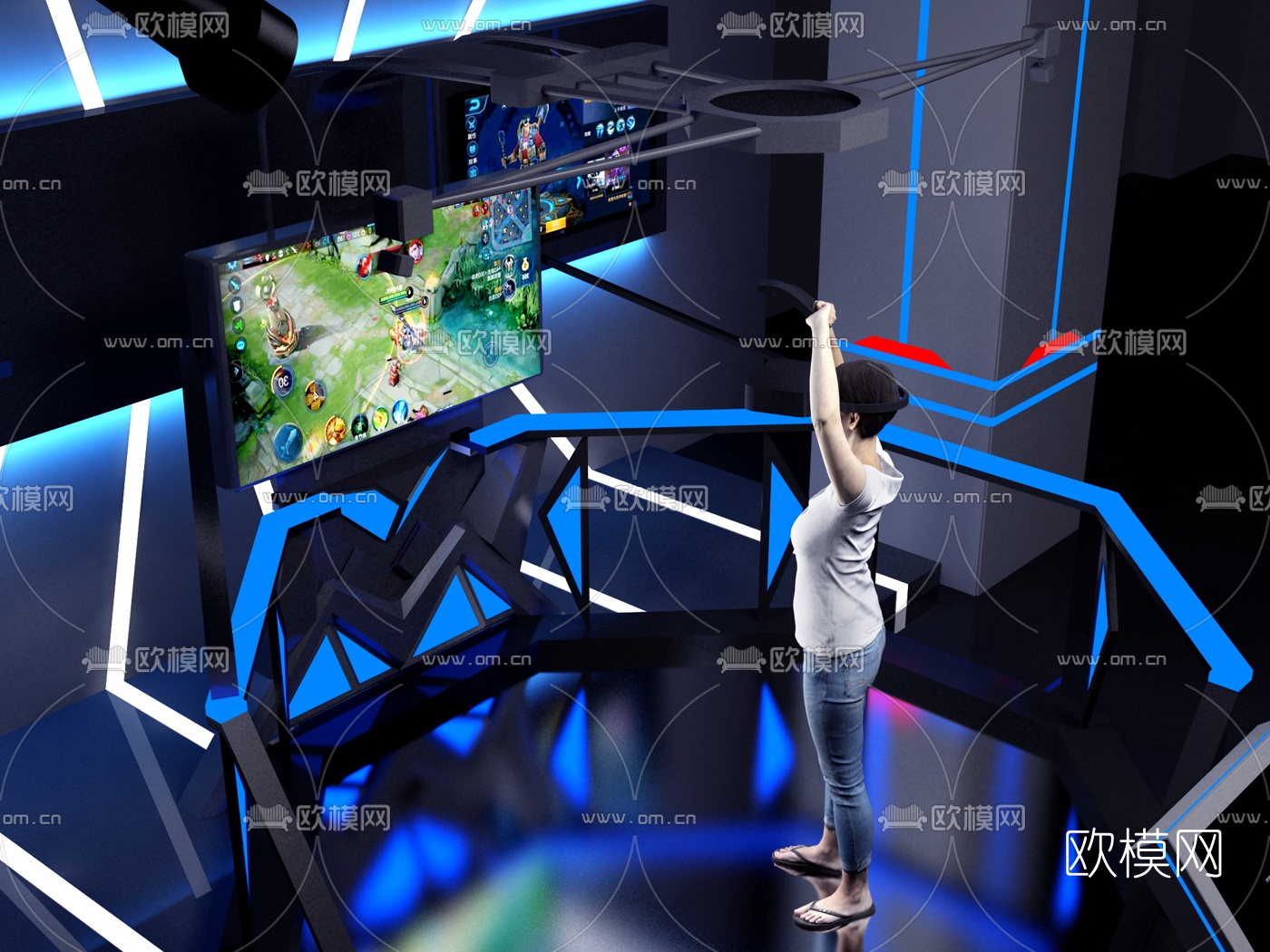 现代电竞网吧即视互动展厅3d模型