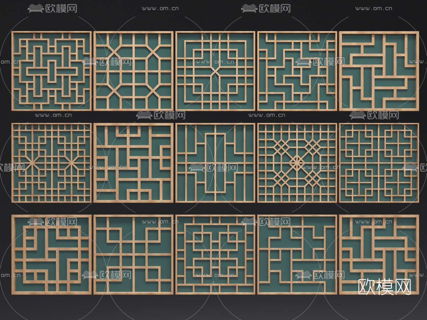 中式镂空窗花构件3d模型