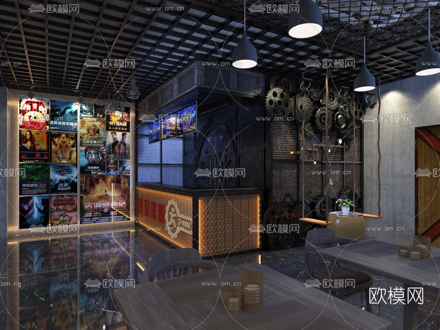 工业风密室逃脱3d模型下载（渲染图1）