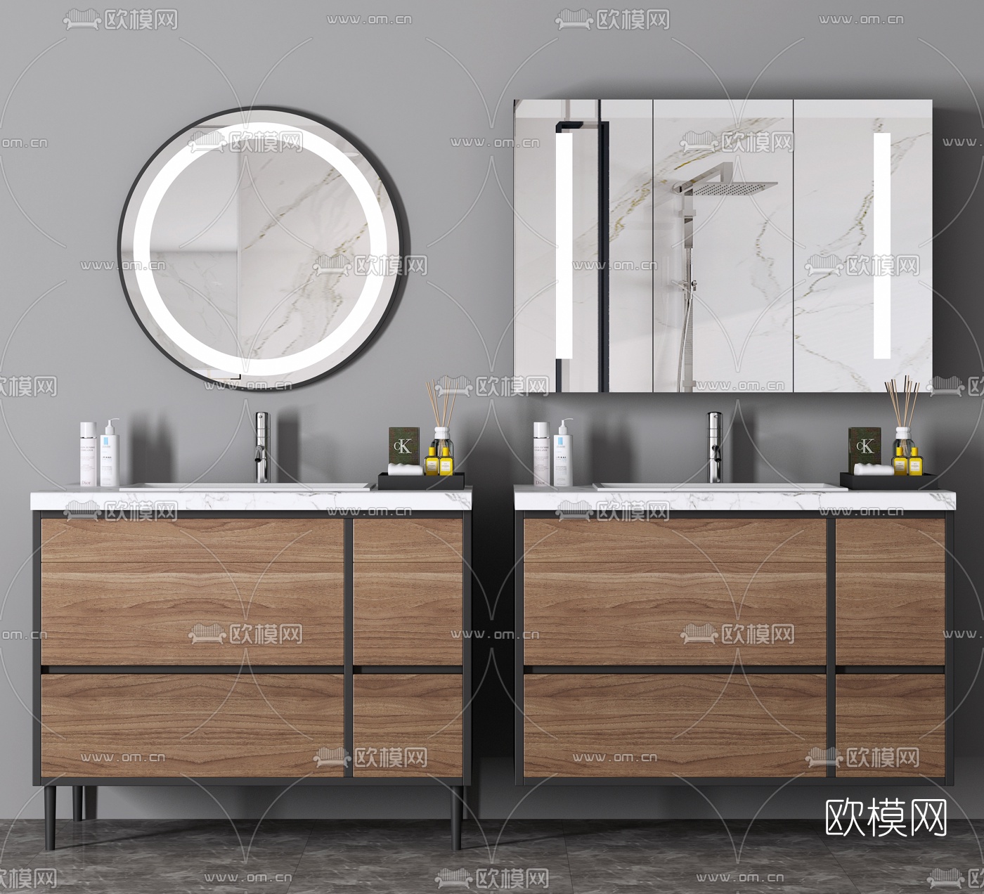 北欧浴室柜洗手台3d模型下载