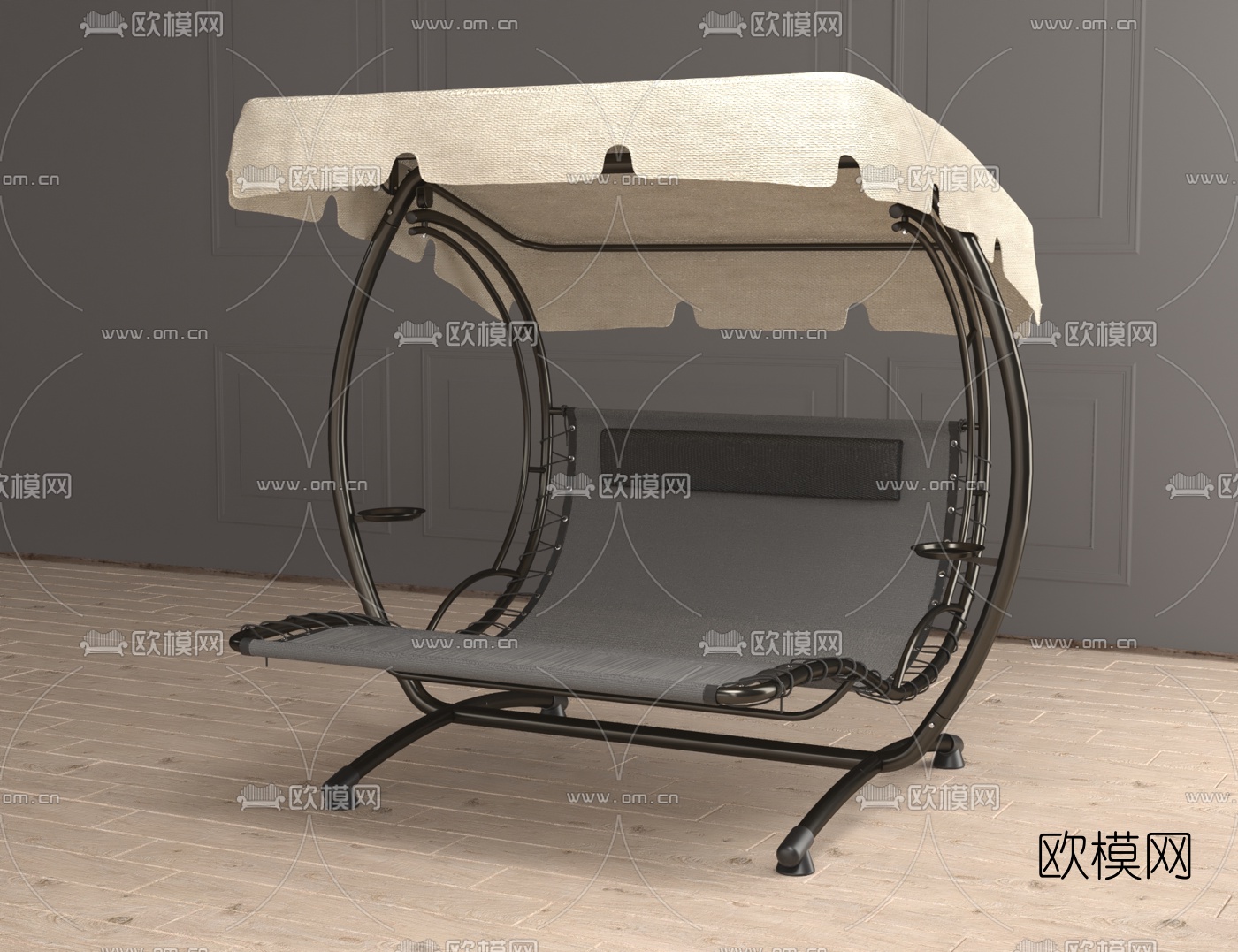 现代铁艺户外摇椅3d模型下载