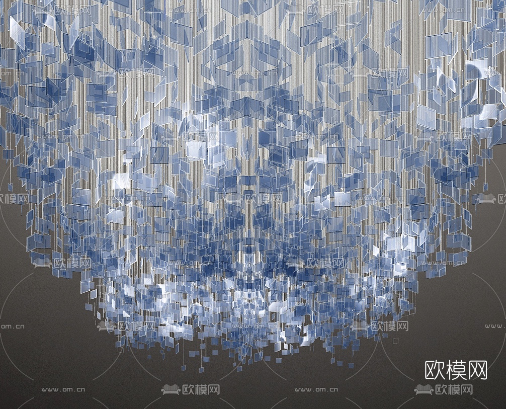 现代水晶片装饰灯3d模型下载（渲染图1）