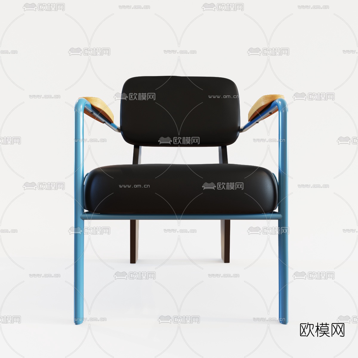 现代皮革单人椅3d模型下载（渲染图1）