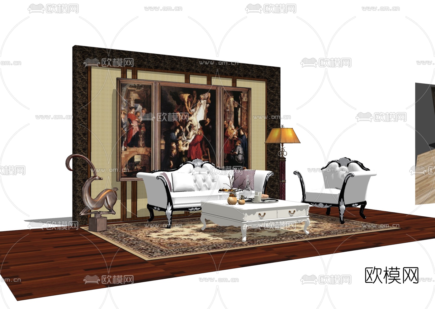 欧式沙发组合免费su模型下载