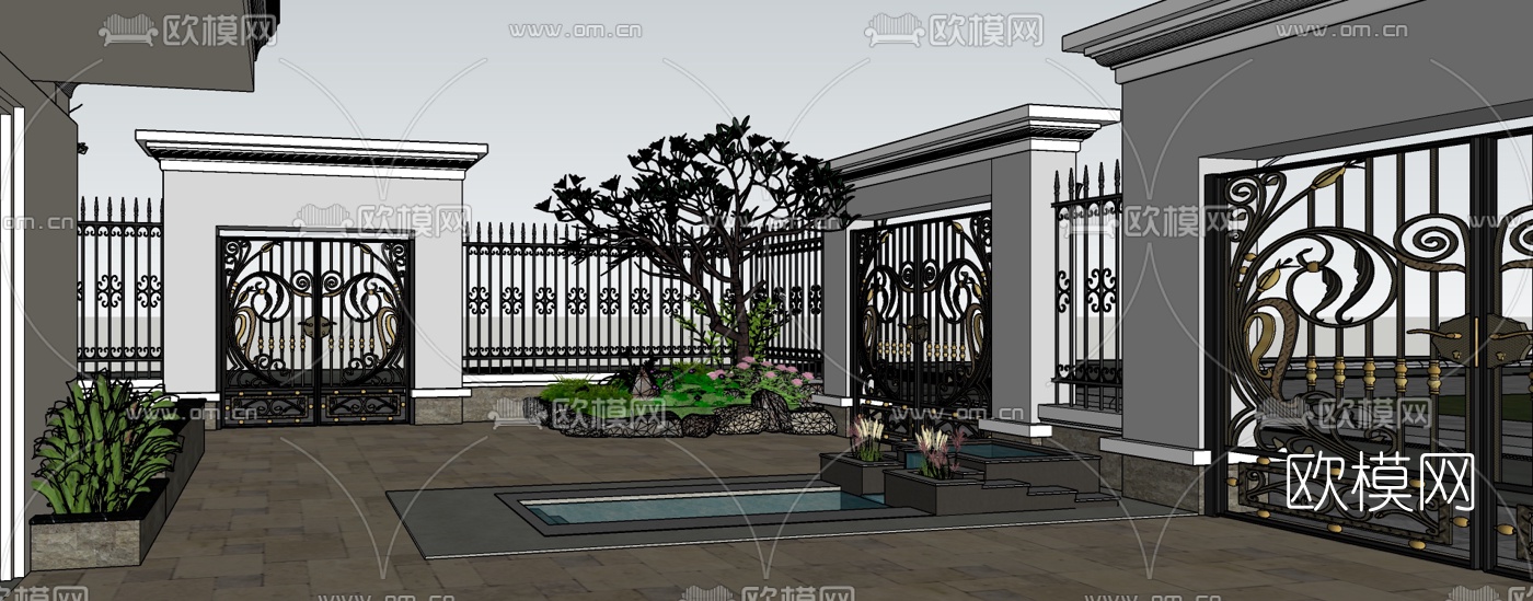 欧式别墅外观su模型下载（渲染图3）