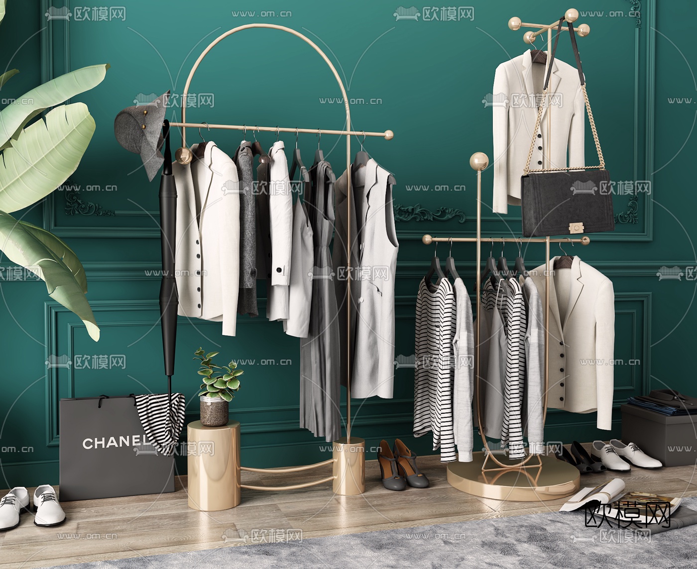 现代衣帽架服饰3d模型下载