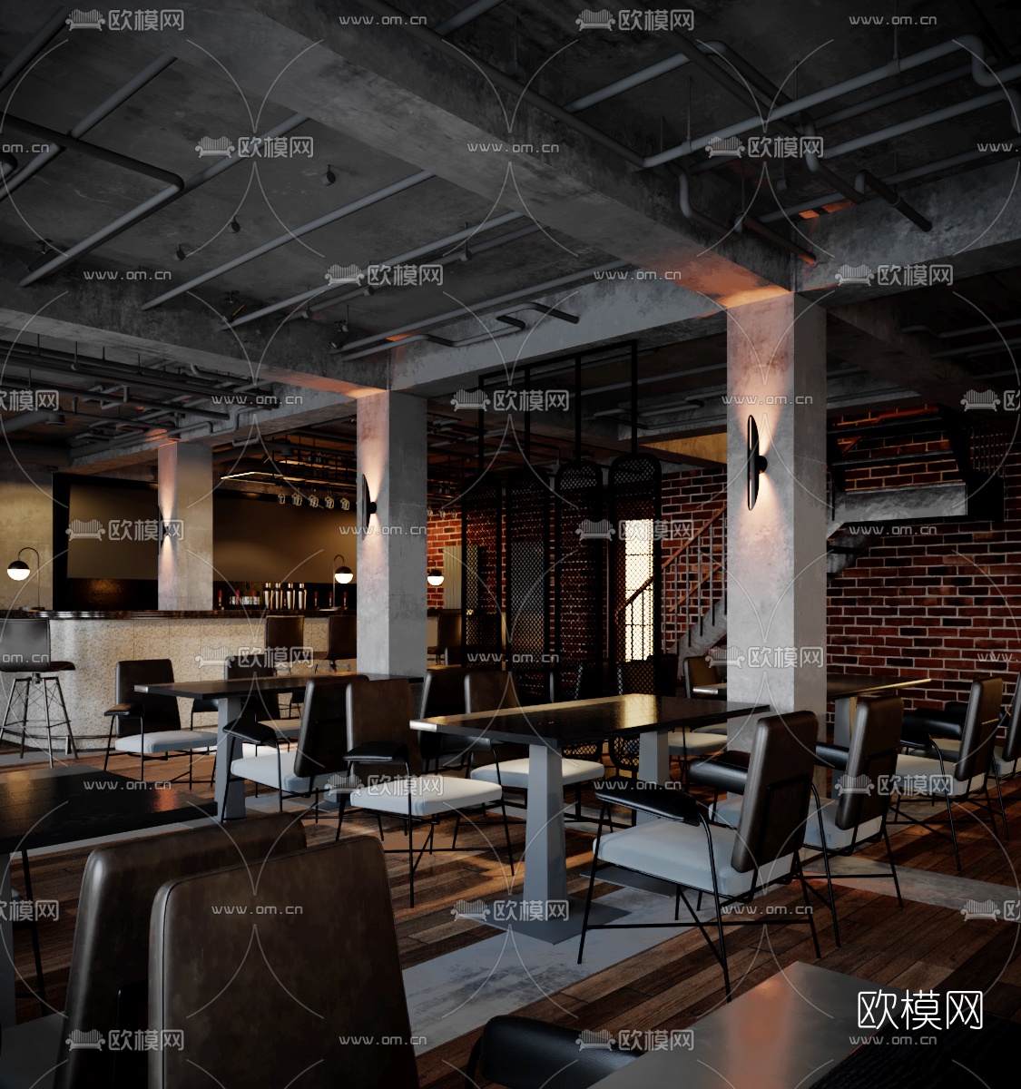 工业风酒吧3d模型