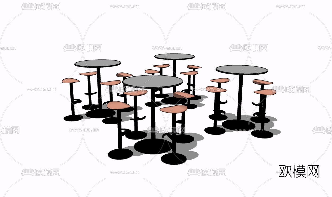 现代休闲桌椅免费su模型下载