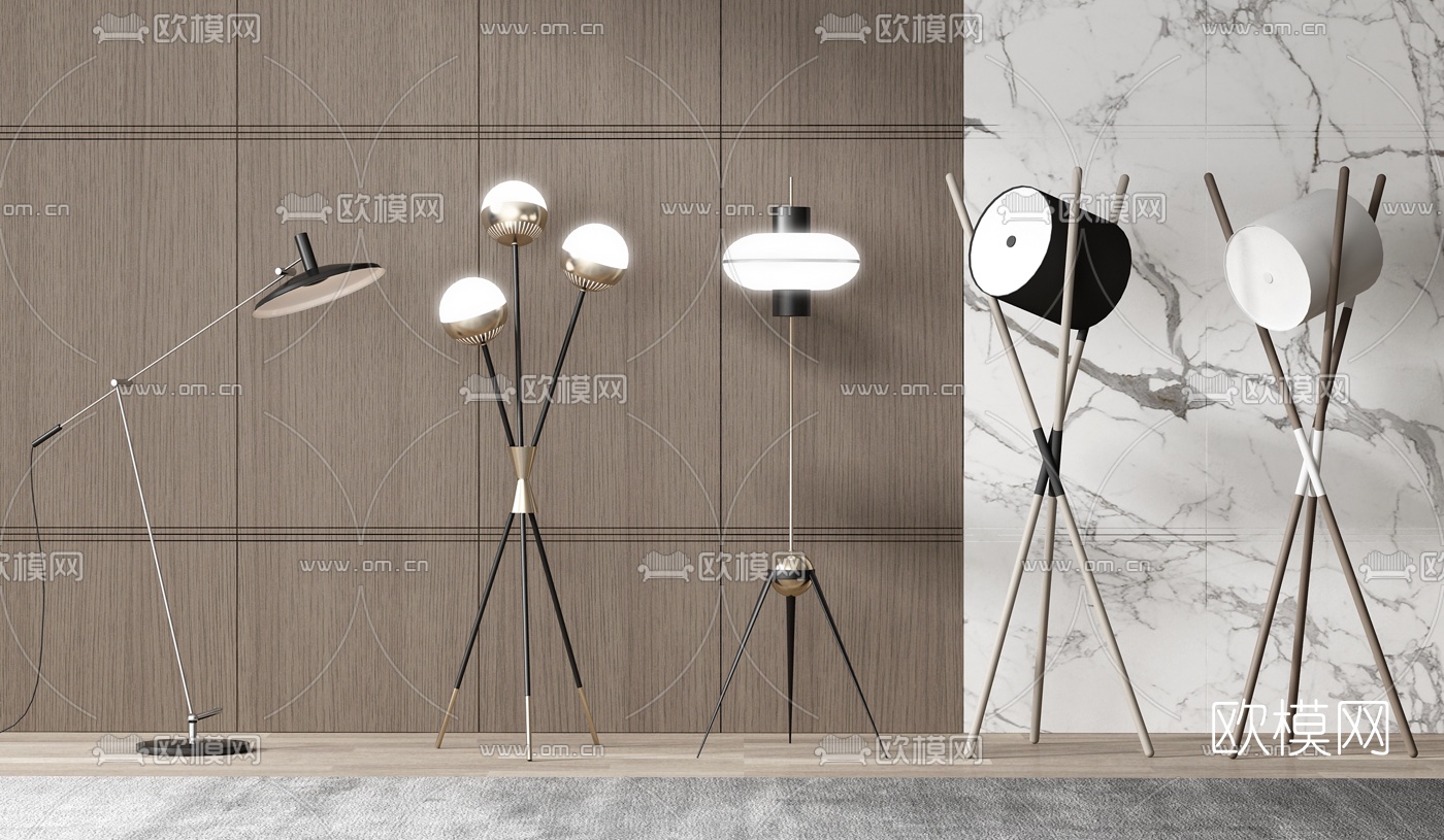 现代铁艺落地灯3d模型下载