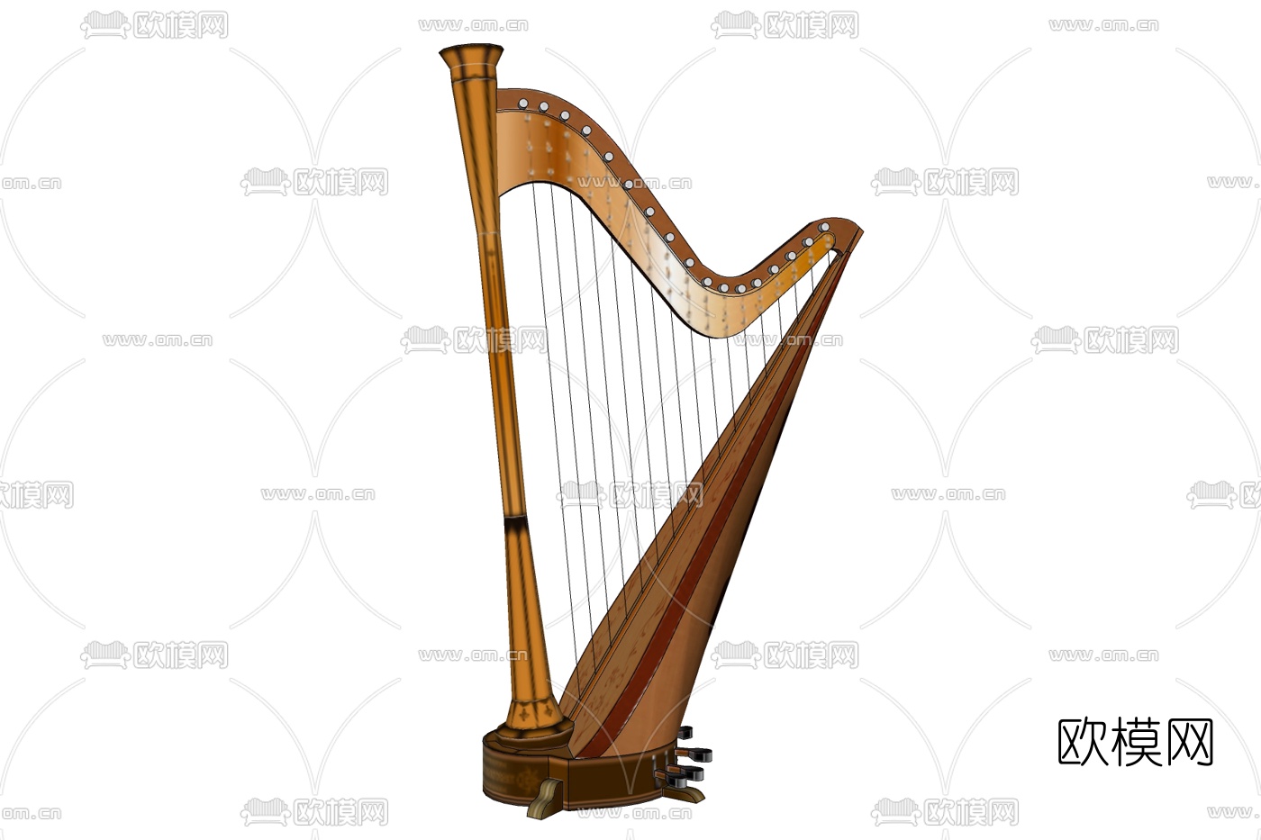 现代竖琴免费su模型下载