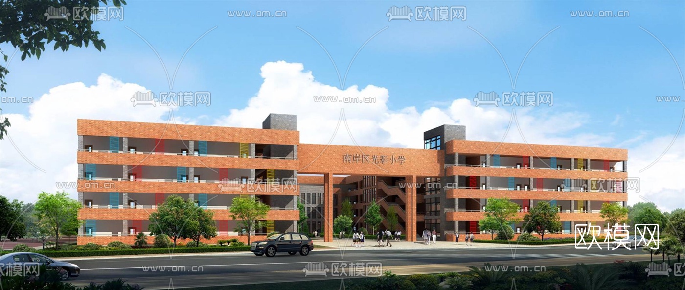 现代学校鸟瞰3d模型下载（渲染图3）