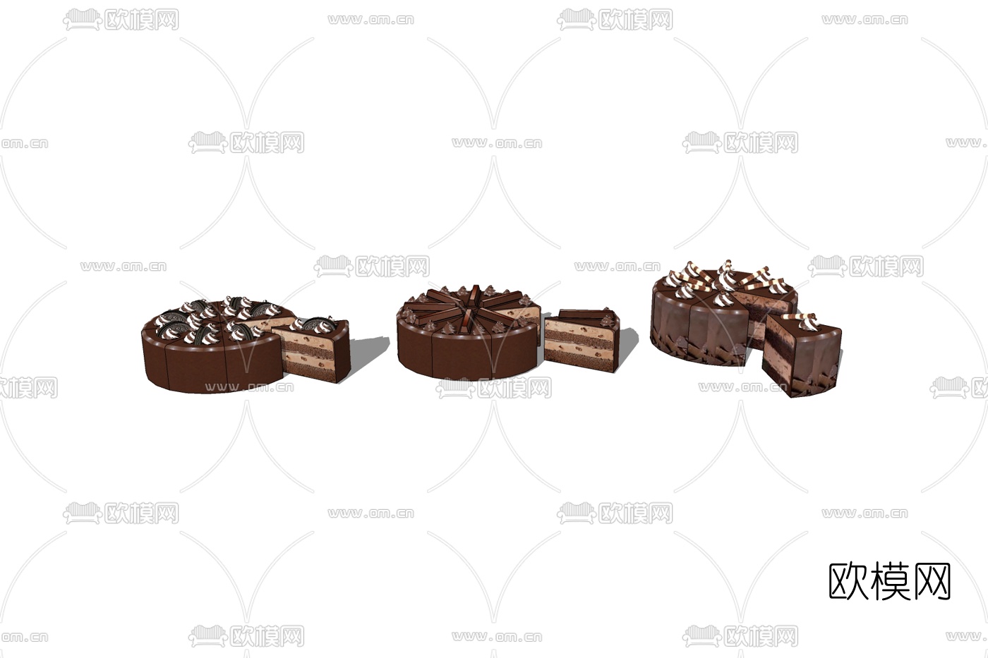 现代巧克力蛋糕免费su模型下载