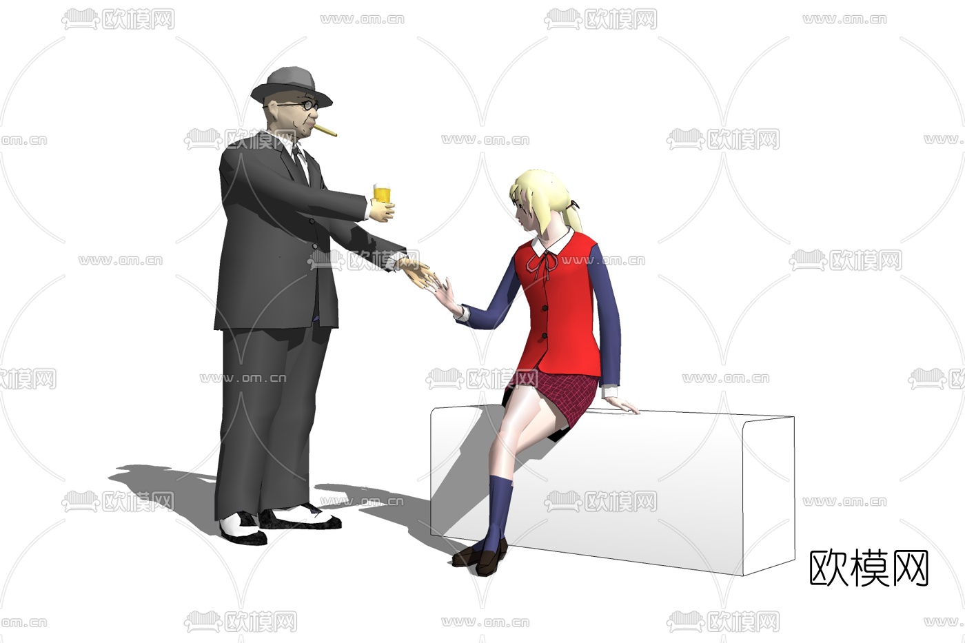 现代人物免费su模型下载