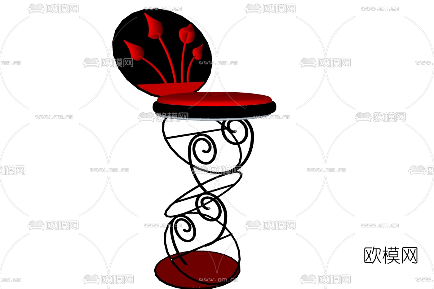 简欧吧台椅su模型下载