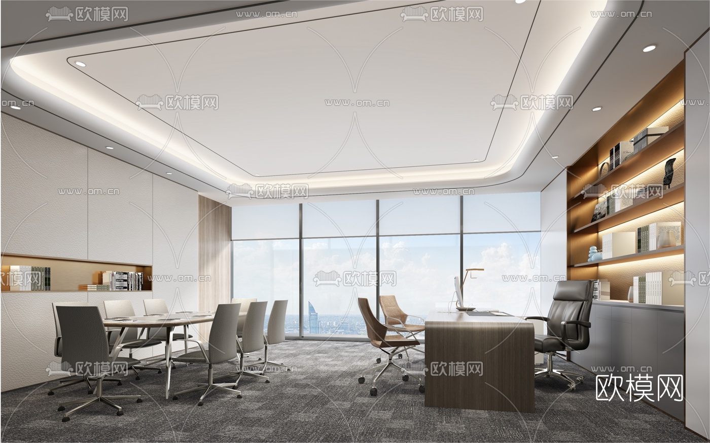 现代总经理办公室3d模型