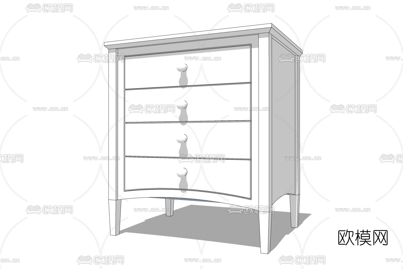 简欧床头柜免费su模型