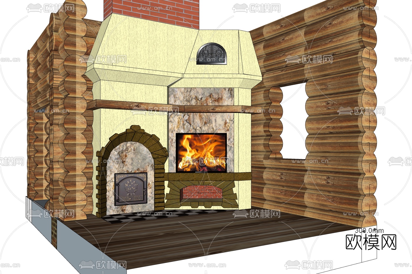 欧式壁炉免费su模型下载