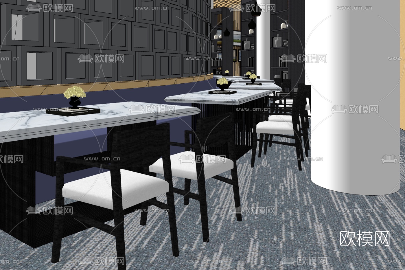 现代西餐厅免费su模型下载