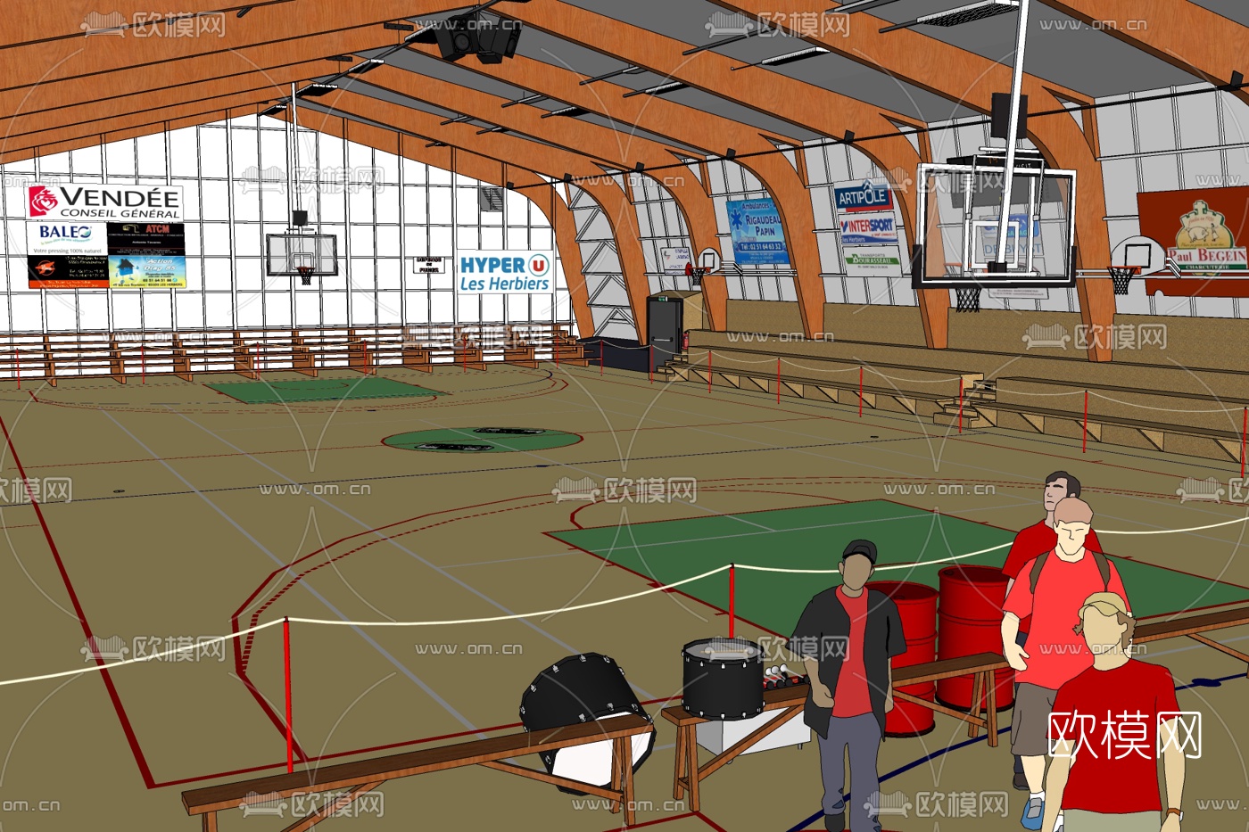 现代篮球馆免费su模型下载