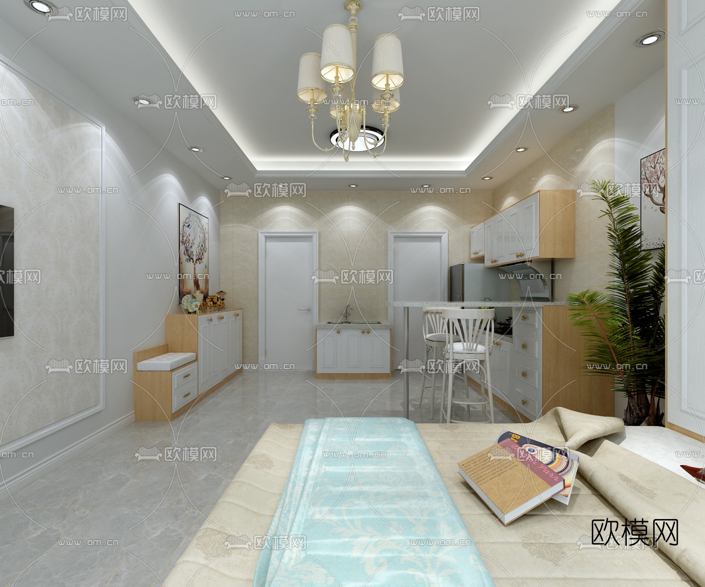 美式卧室主人房免费3d模型
