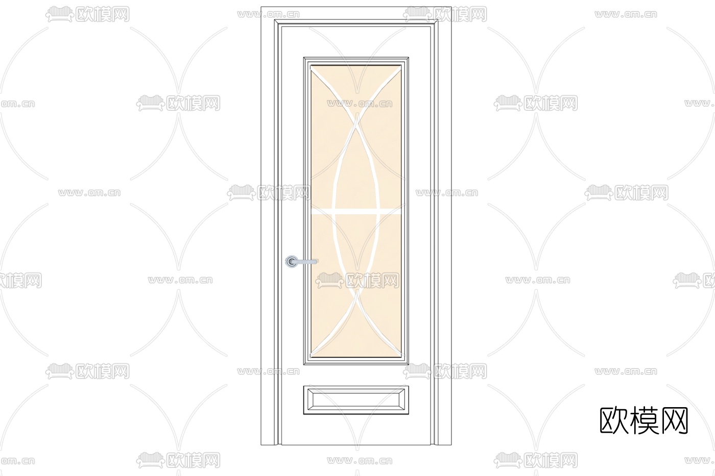 现代玻璃单开门免费su模型下载