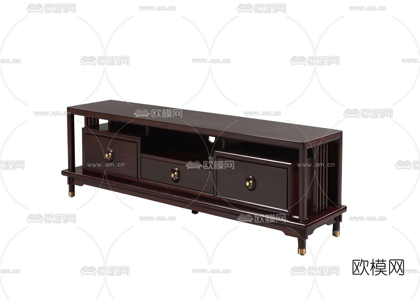 新中式实木电视柜3d模型下载