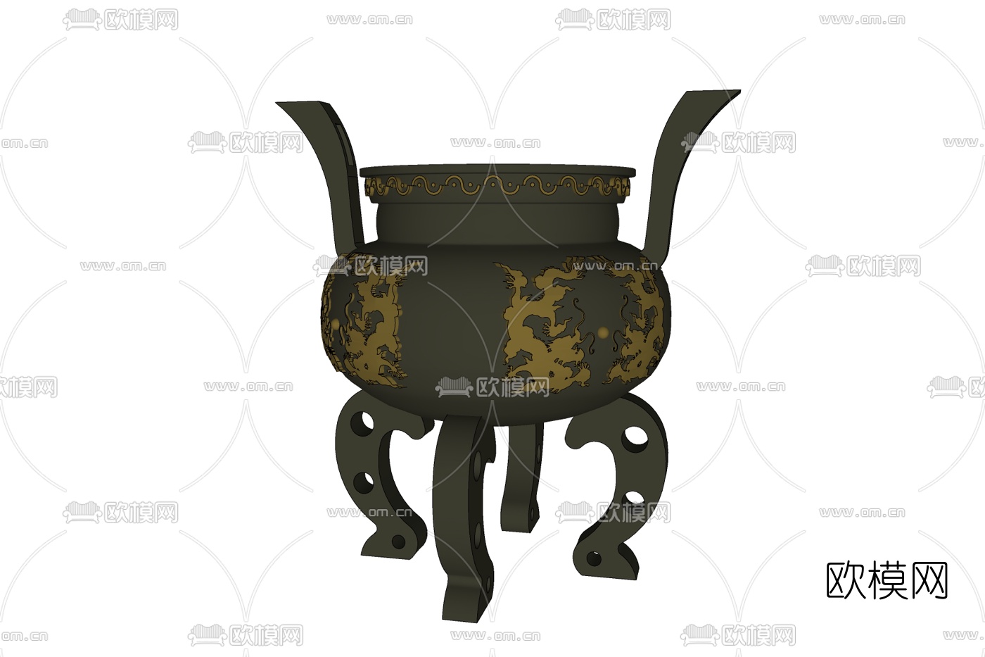 中式铜炉免费su模型下载