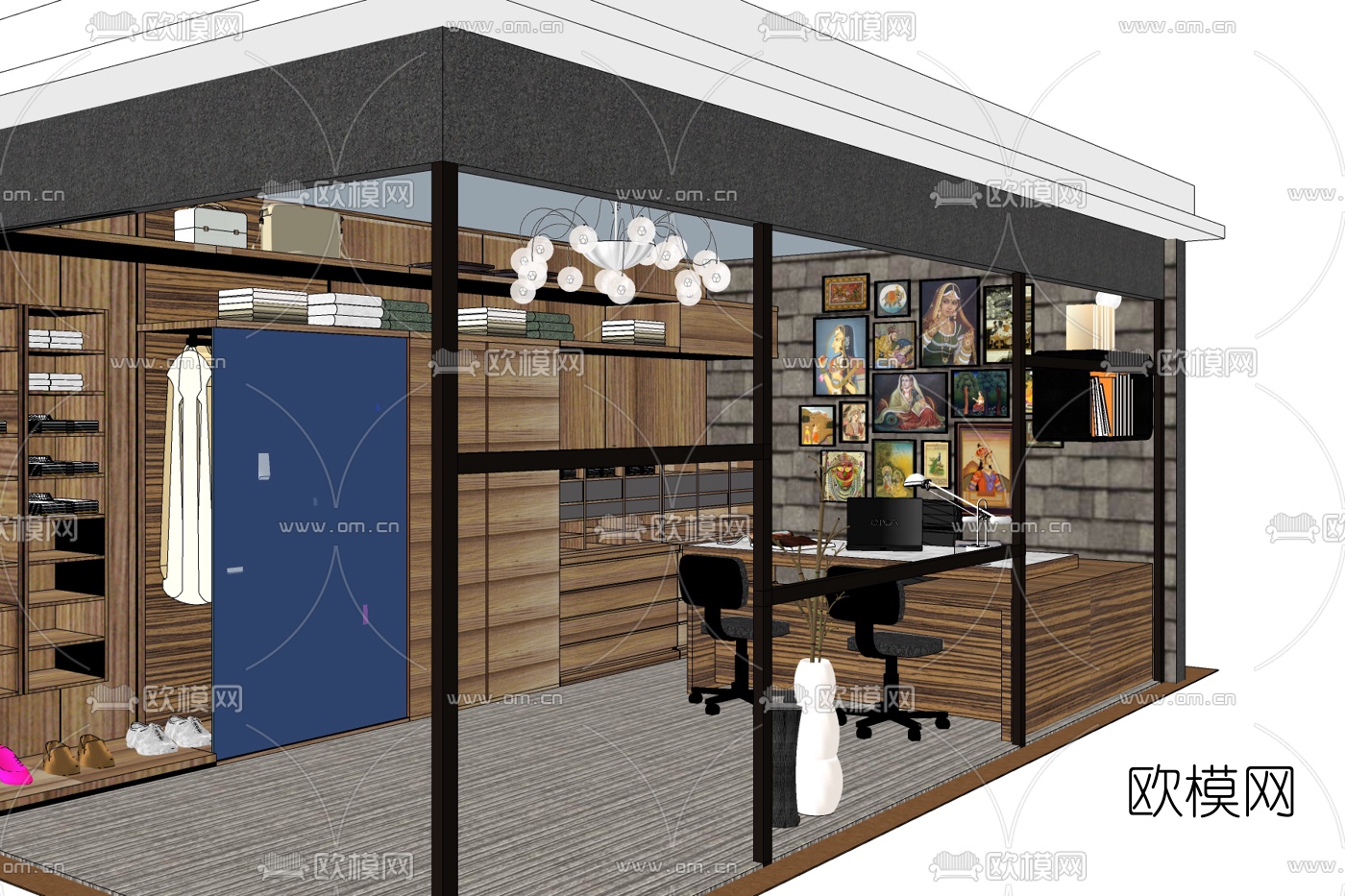 现代服装店免费su模型下载