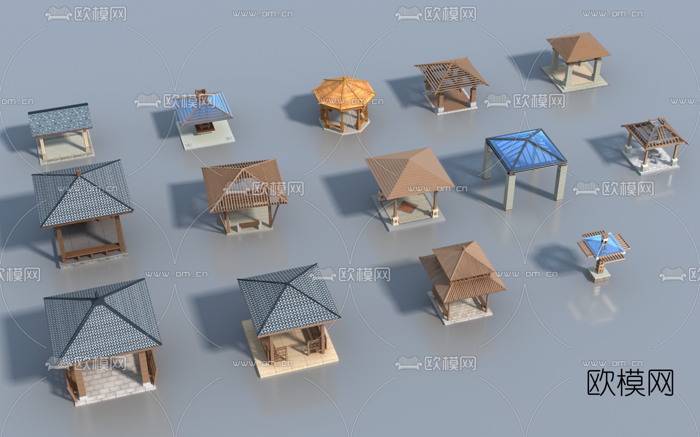 自然风凉亭3d模型