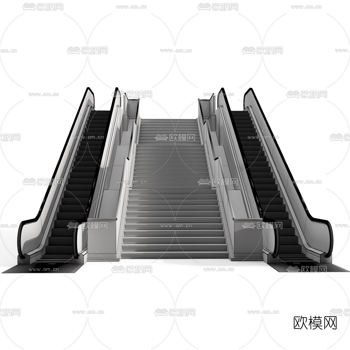 现代商场扶手电梯3d模型下载（渲染图2）