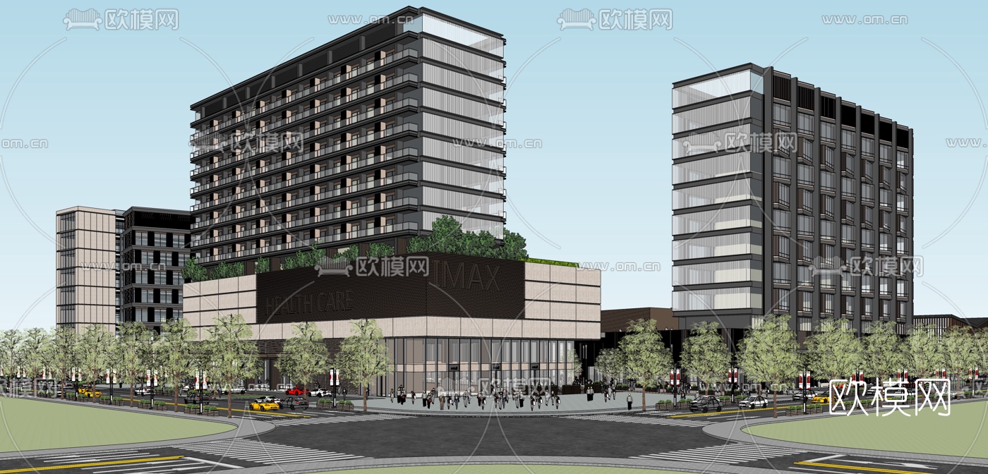 现代商业综合体建筑景观su模型