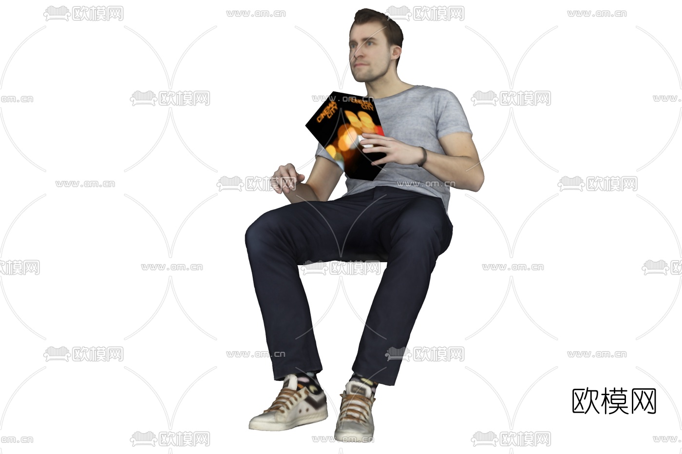 现代坐姿男性免费su模型下载
