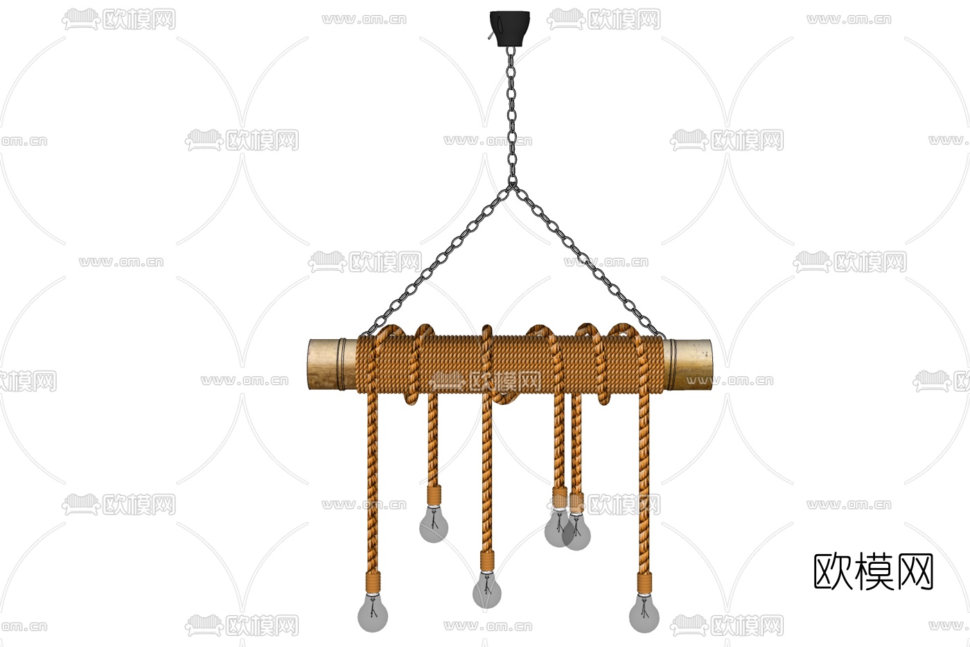 工业风麻绳吊灯免费su模型下载