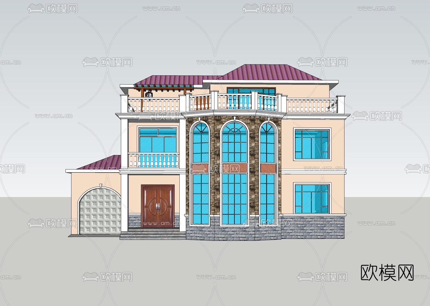 欧式别墅外观免费su模型-免费3dmax模型库-欧模网