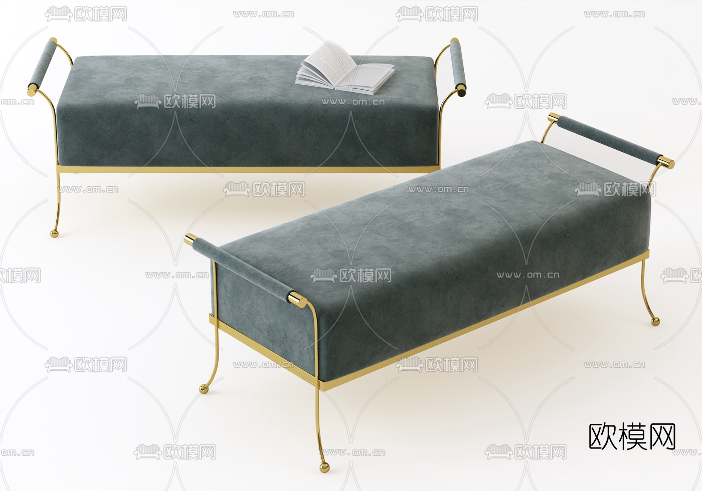 现代长条凳3d模型下载