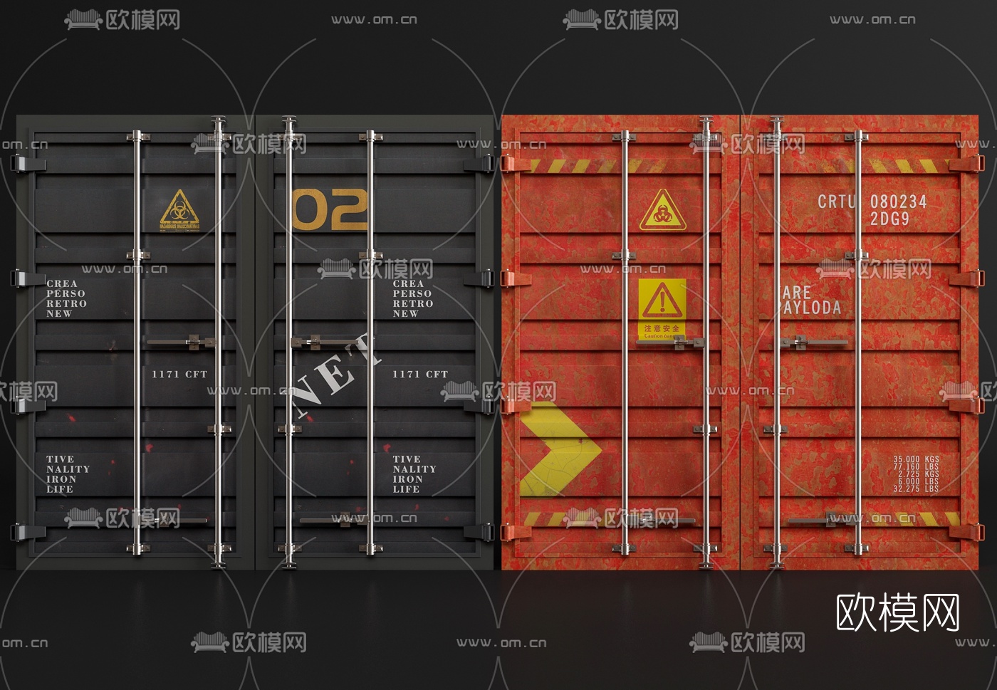 工業風集裝箱門3d模型