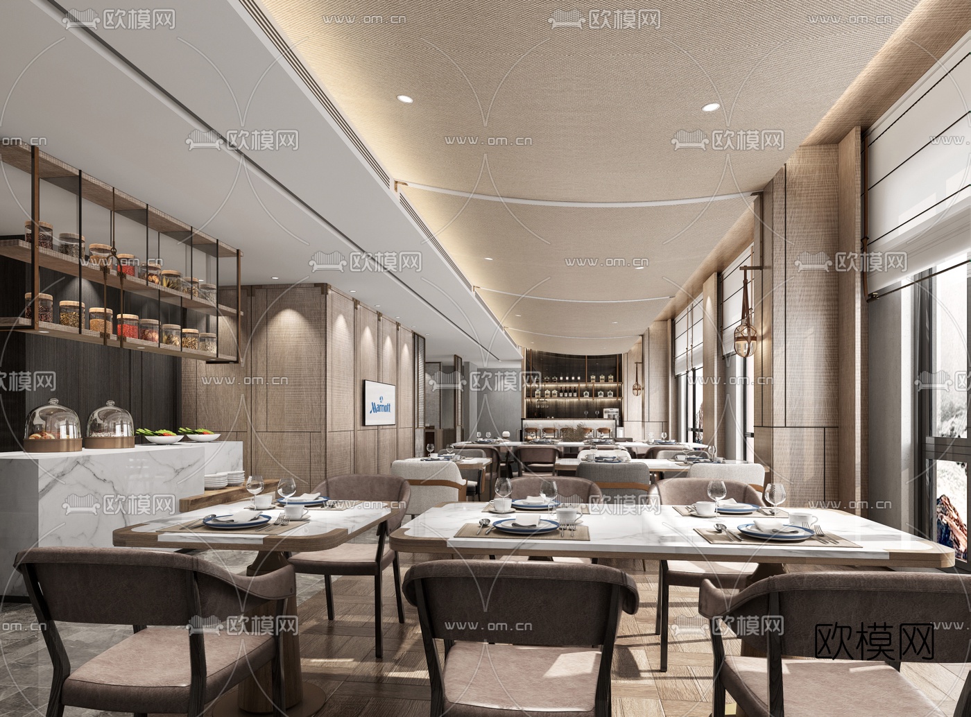 现代酒店自助餐厅3d模型