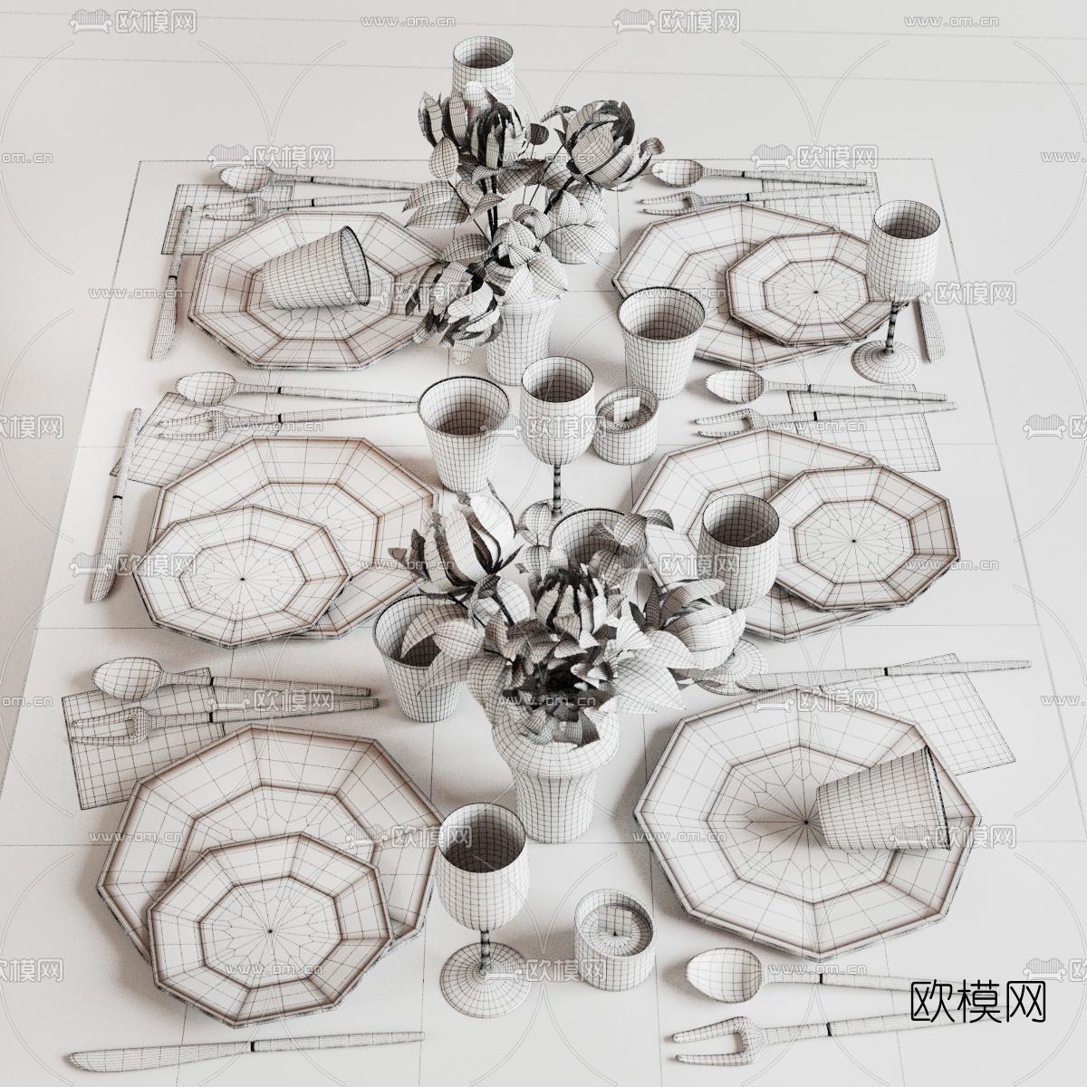 现代轻奢餐具3d模型下载（渲染图3）