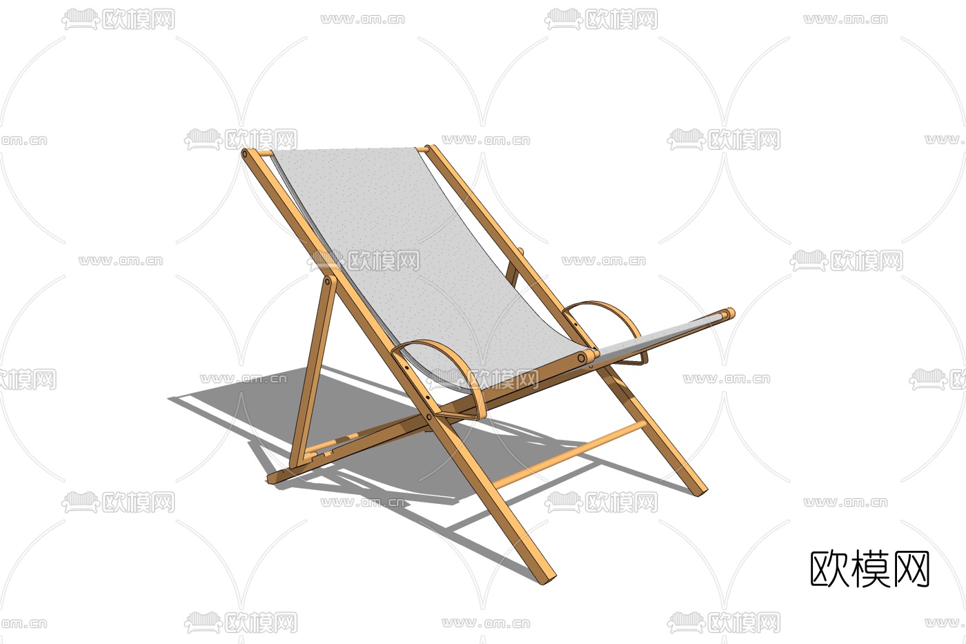 北欧实木躺椅免费su模型下载