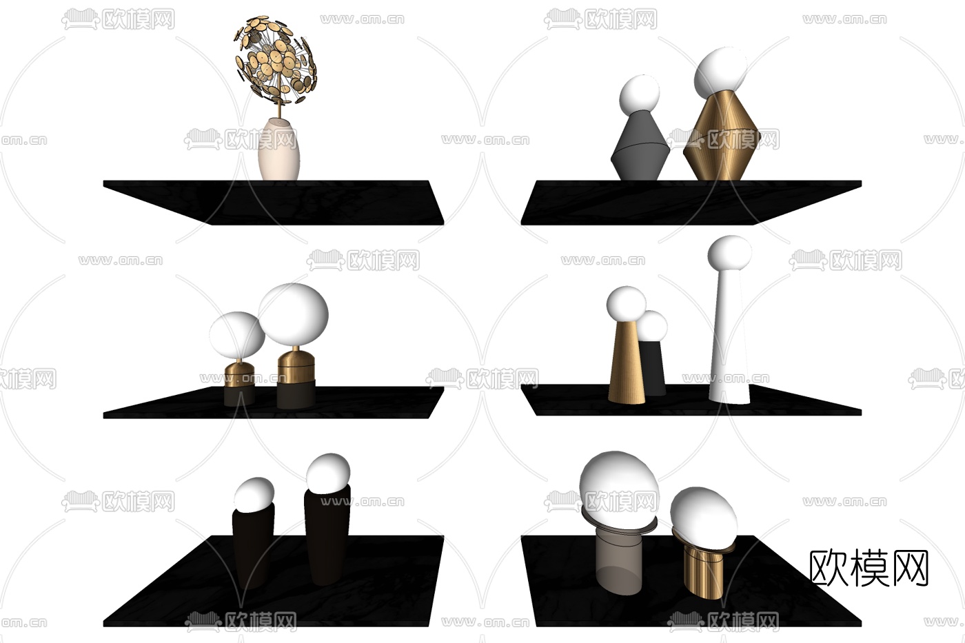现代轻奢台灯免费su模型下载