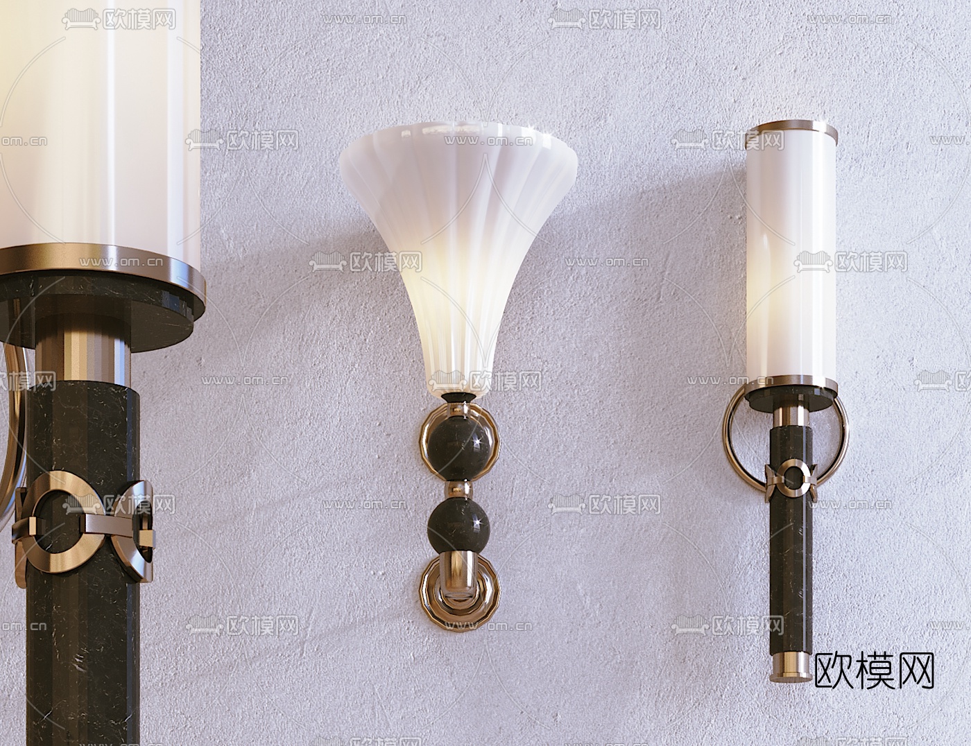 现代轻奢大理石玻璃壁灯3d模型下载