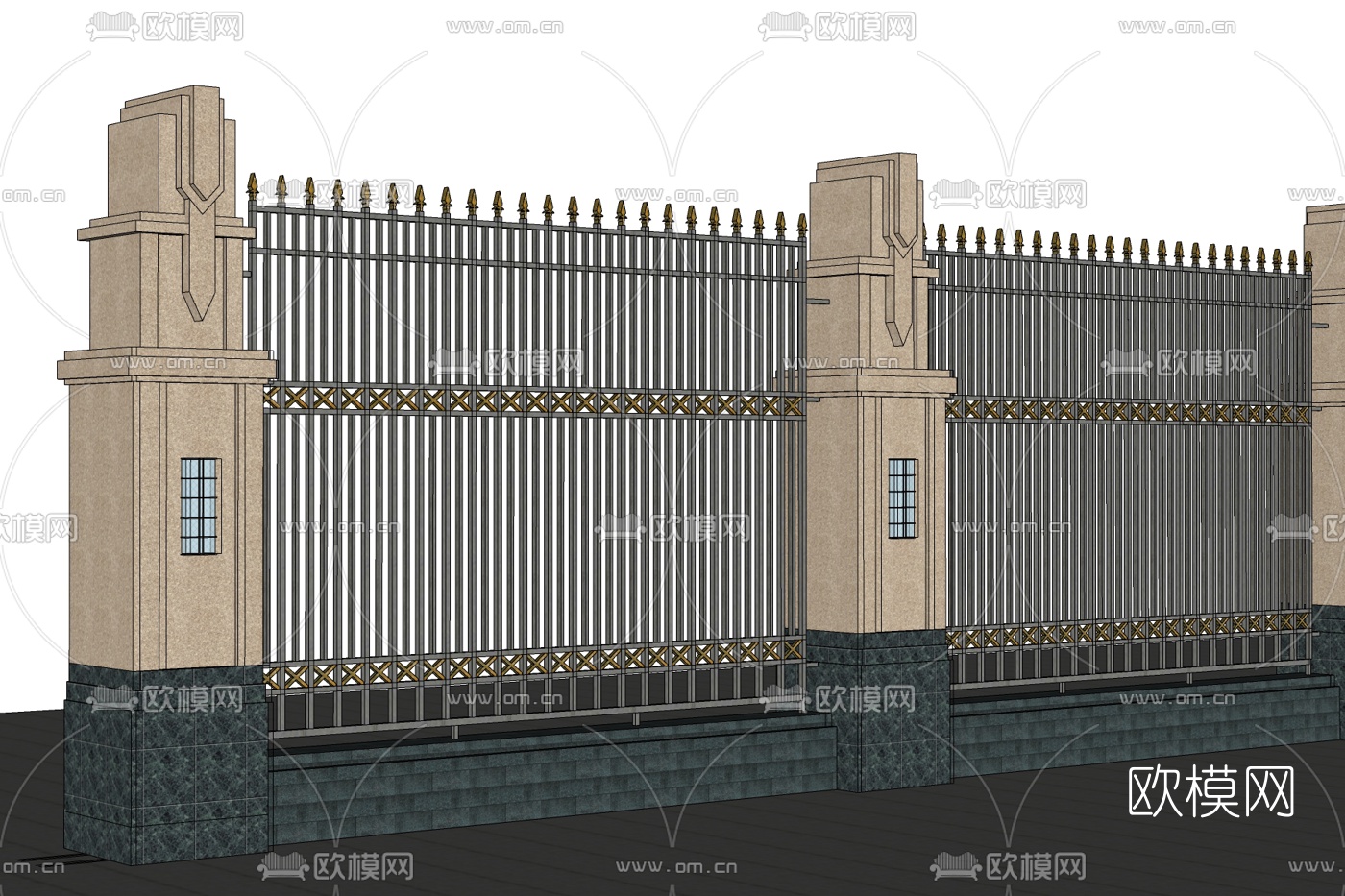 简欧围墙免费su模型下载