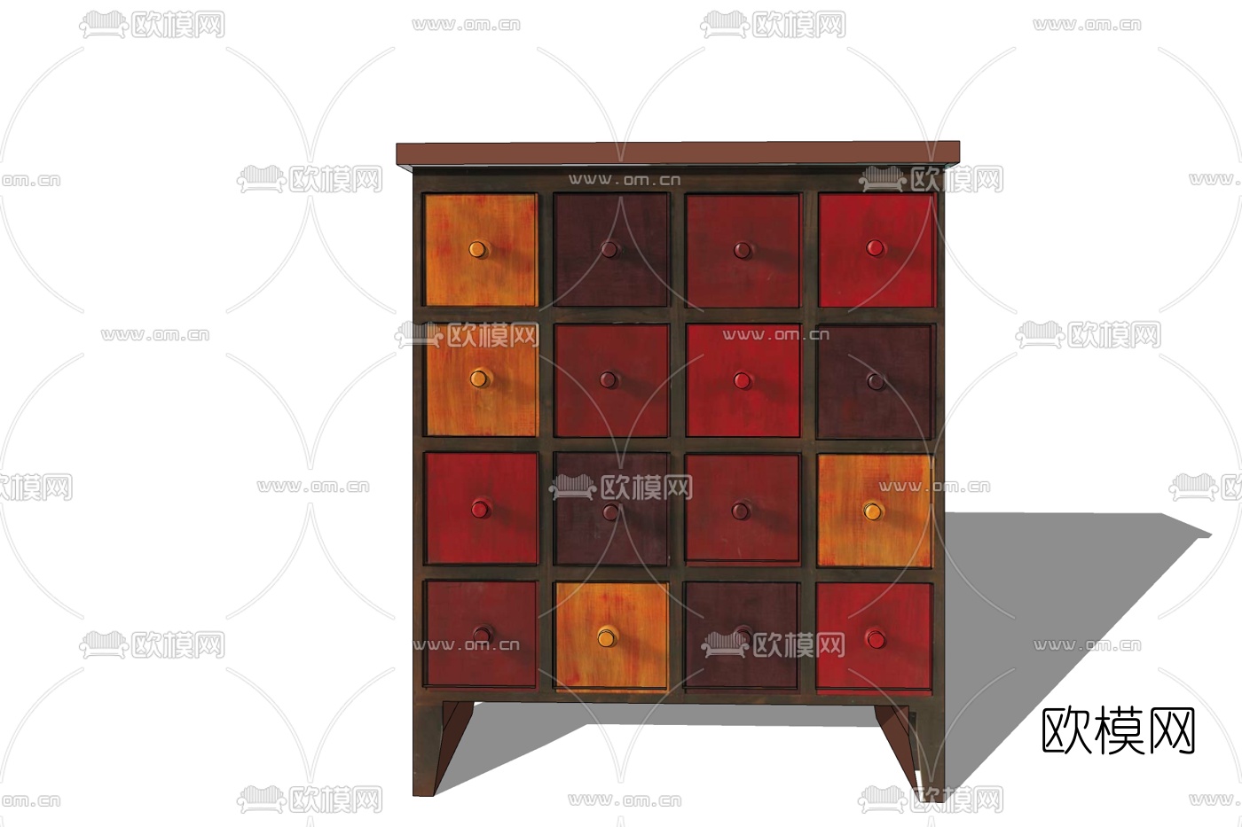 工业风实木边柜免费su模型下载