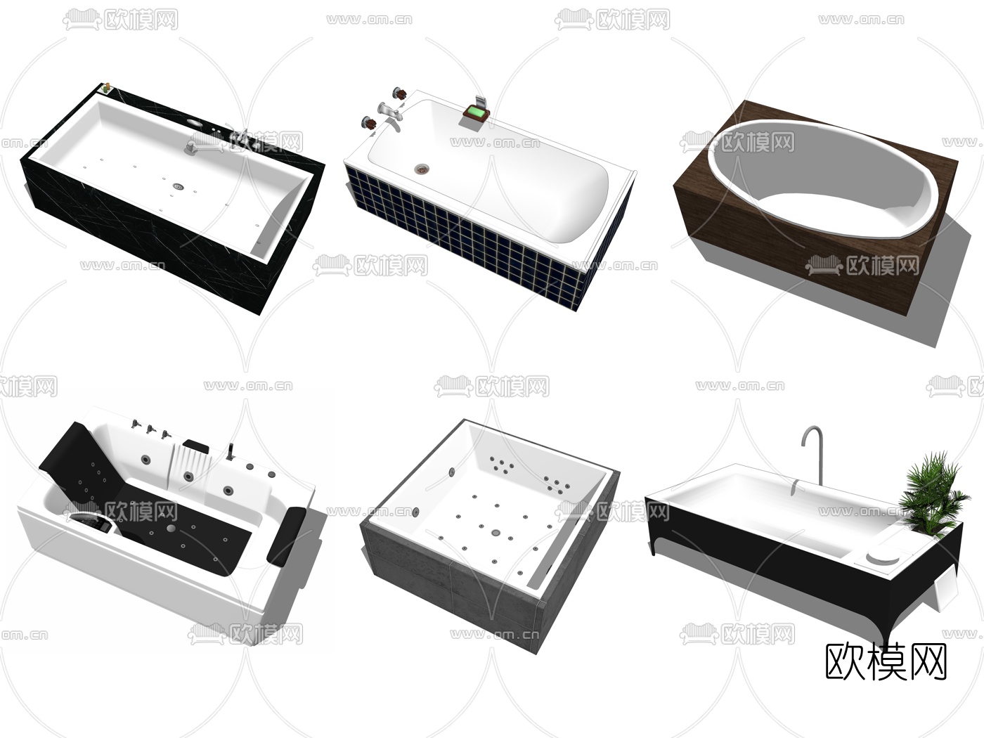 现代陶瓷浴缸su模型下载