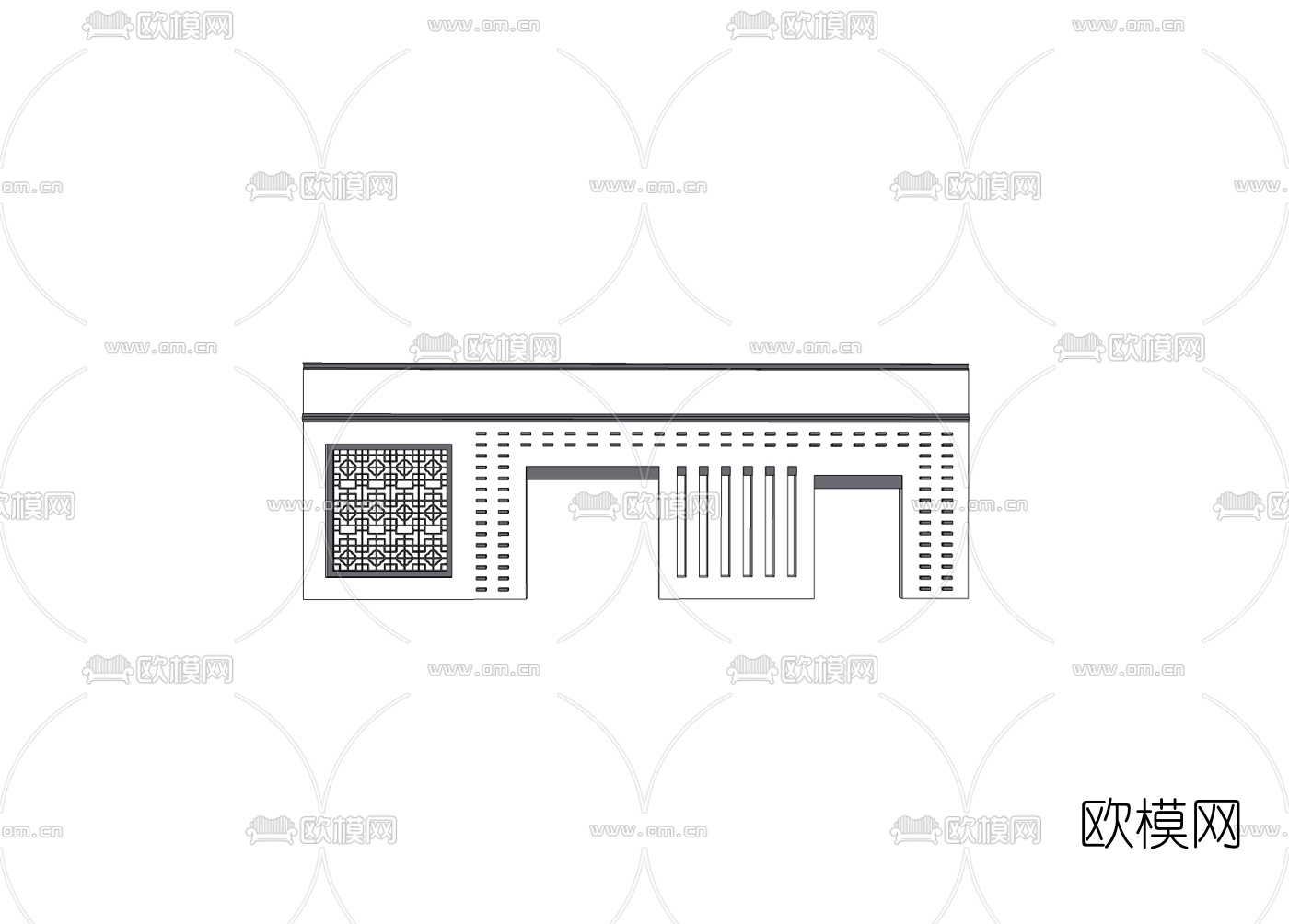 新中式景观墙免费su模型下载
