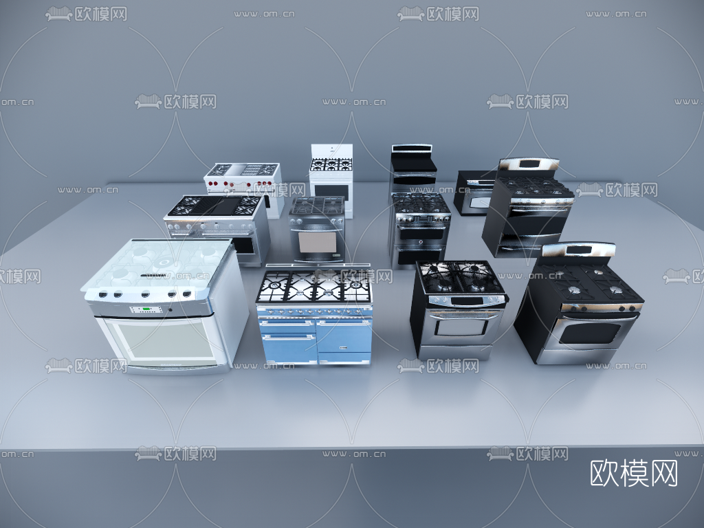 现代电磁炉燃气灶su模型下载（渲染图1）