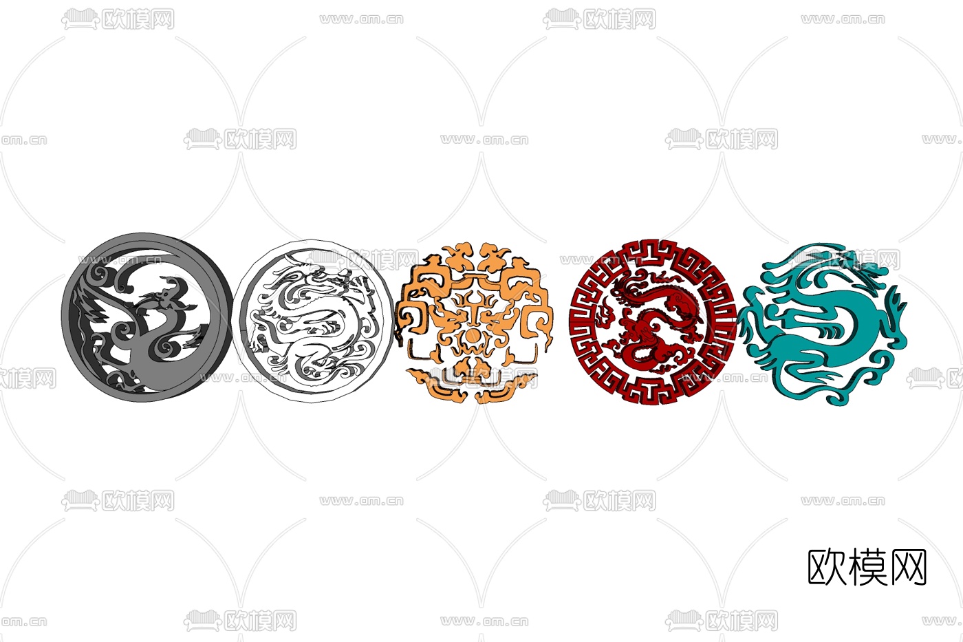 中式龙形雕花免费su模型下载